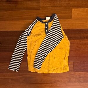 Navy and Yellow Striped Kids Long Sleeve Tee